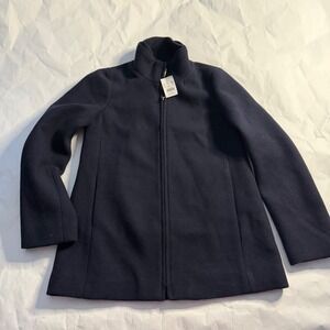 J.‎ Crew Navy Wool Bomber Jacket Full Zip Collar Ribbed Village Coat Womens 2